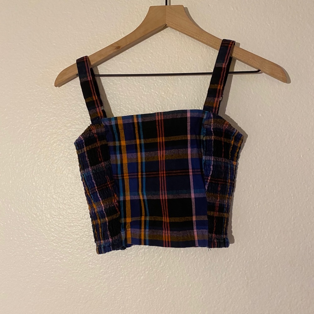 multicolored plaid cami top
